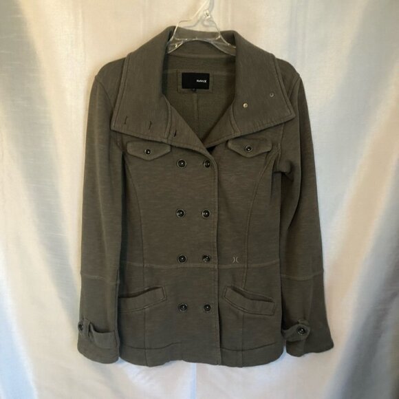 Hurley Cotton Blazer Ladies Sm Heathered Army Green - Picture 13 of 13